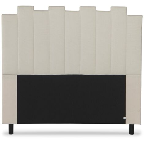 Cotecosy – Tête de lit 140 cm en tissu beige – Bandes verticales épaisses – Dimensions L140 x P8 x H120 cm – Pour sommier standard 140 cm (1/5)