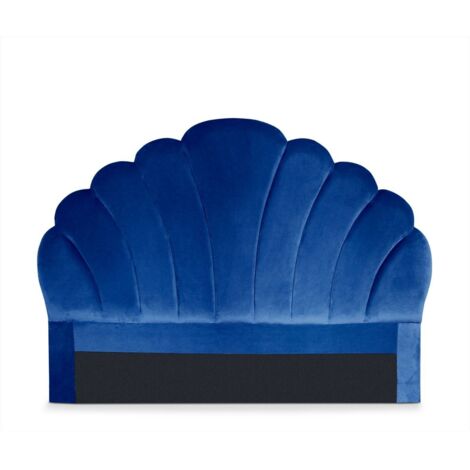 Cotecosy – Tête de lit Mermaid 140 cm – Velours bleu doux – Dimensions L140 x P10 x H120 cm – Design original coquillage