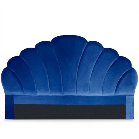 Cotecosy – Tête de lit 180 cm en velours bleu matelassé – Design coquillage élégant – Confort visuel et tactile – Compatible sommier 180 cm (1/5)