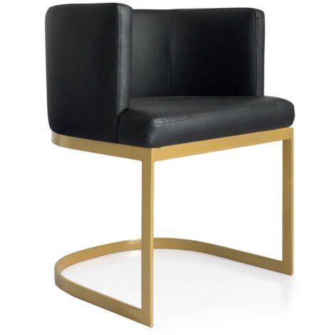 Chaise / Fauteuil Noellie Simili P.U. Noir pieds Or