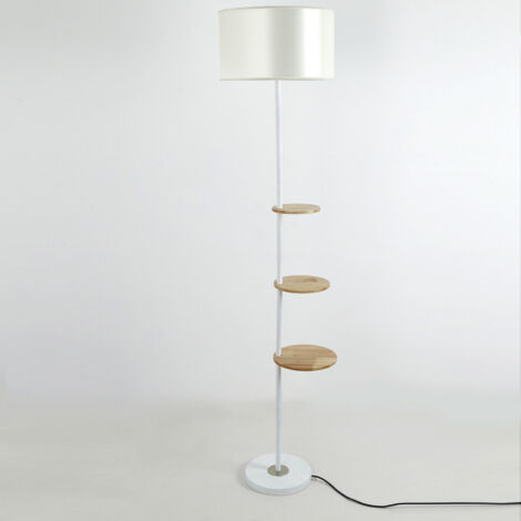 Lampadaire avec tablettes Steppa Blanc et Bois (1/5)