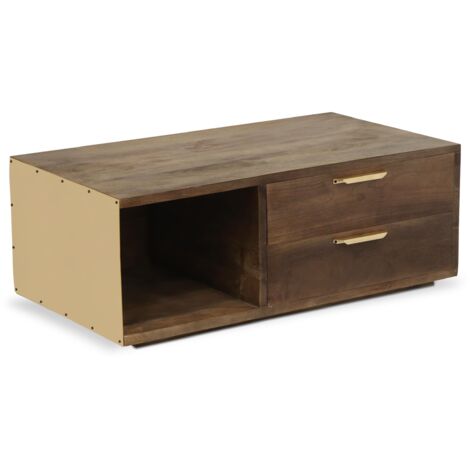 Table basse Firmin Bois et Métal Or (1/5)