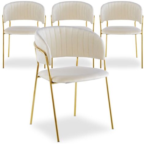 Lot de 4 chaises Tabata Velours Beige (1/5)