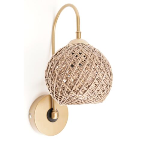 Applique murale Sher D25cm Métal Or et Jute Brun