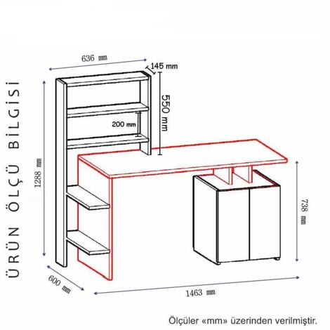 Bureau, armoire et étagère Kasini Bois Blanc et Anthracite