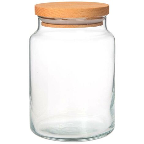 Bocal en verre couvercle bois 1,5L PURE JAR WOOD