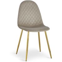 Lot de 8 chaises matelassées Norway Pieds Or et Velours Taupe