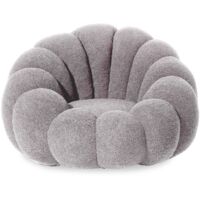 Fauteuil design coquillage Arielina Tissu bouclette Gris