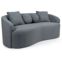 Cotecosy – Canapé droit 3 places gris – Tissu bouclette doux – Dimensions L178 x P82 x H68 cm – Design incurvé moderne