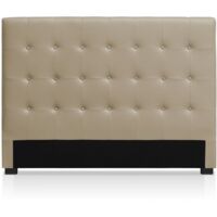 Cotecosy – Tête de lit capitonnée 160cm taupe – Simili cuir et P.U. – Dimensions L160 x P8 x H120 cm – Élément décoratif chic