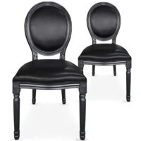 Lot de 2 chaises médaillon Louis XVI Simili (P.U) Noir