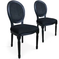 Lot de 20 chaises médaillon Louis XVI Black Velours Noir