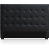 Cotecosy – Tête de lit 160cm noir – Capitonnage classique-chic – Simili cuir – Dimensions L160 x P8 x H120 cm – Pour lit standard 160cm