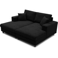 Duo de méridiennes Fabien combinables en canapé profond Velours côtelé Noir