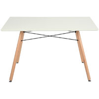 0118 Table a Manger scandinave - Blanc et Pieds hetre Massif - l 110 x l 70 cm