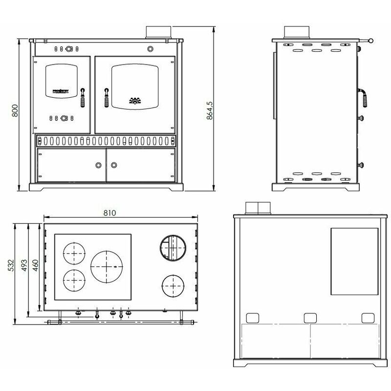 Stufa A Legna PROMETEY Con Forno E Vetro - 7 KW, Piastra In Ghisa, Modello NAR - Foto 6
