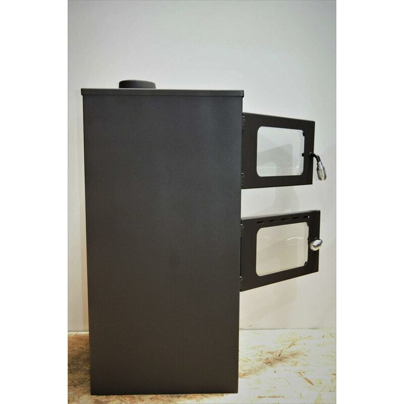 Stufa A Legna Con Forno Integrato - Stufa Da Cucina 14kw Per Riscaldamento E Cottura - Nero