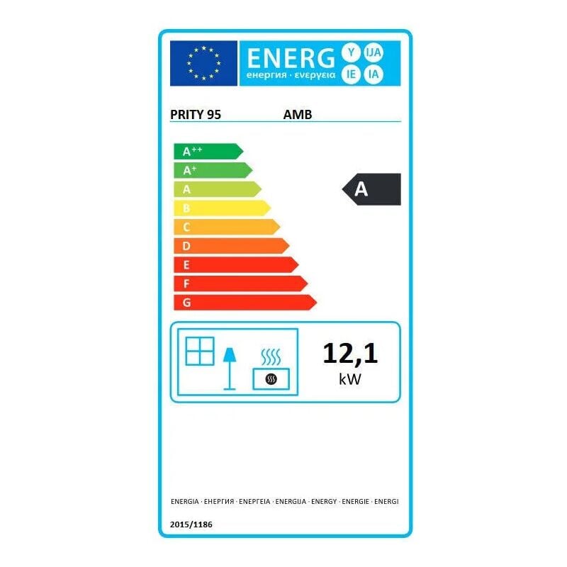 Stufa a Legna Angolo Modello Camino Prity AM 12,1kw. ECO 2022 EEK-A