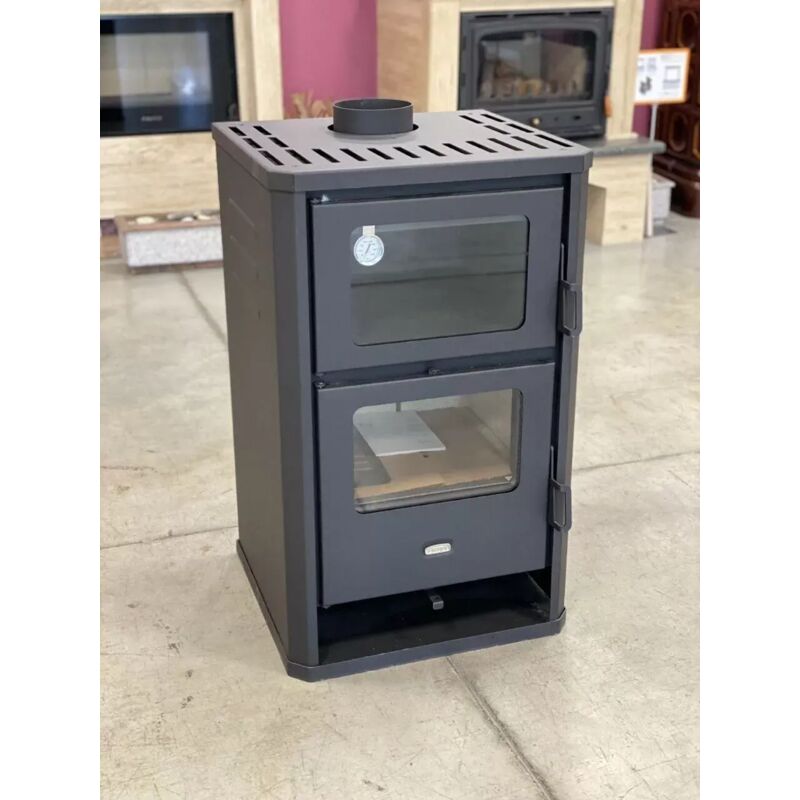 Stufa a Legna con Forno Cucino Camino a Combustibile Solido Prity FG D 14kw  - Black