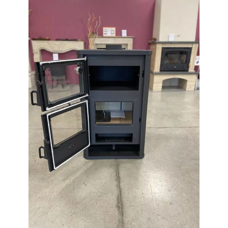 Stufa a Legna con Forno Cucino Camino a Combustibile Solido Prity FG D 14kw  - Black