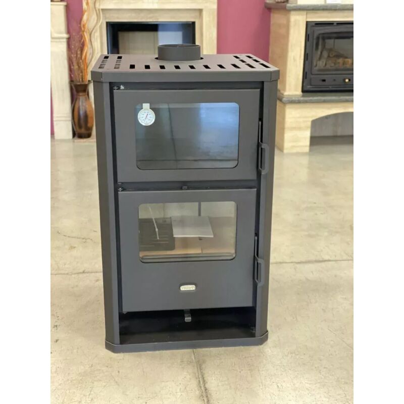Stufa a Legna con Forno Cucino Camino a Combustibile Solido Prity FG D 14kw  - Black