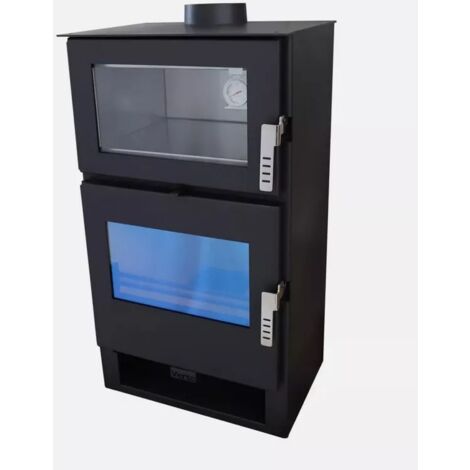 Stufa a Legna con Forno in Inox Verso F - Potenza 9 kW, Cucina e Riscalda la Tua Casa con Efficienza e Stile