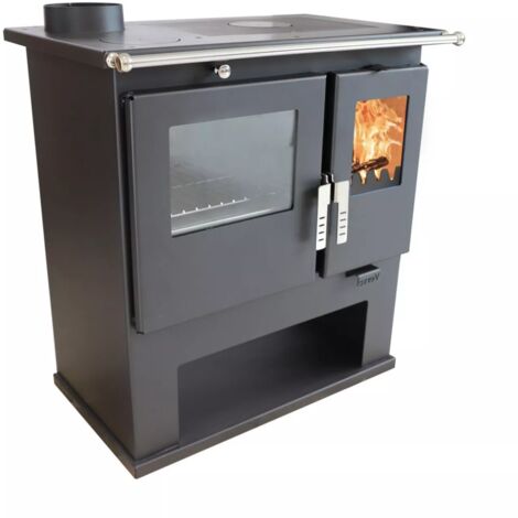Stufa a Legna da Cucina Verso CS - 7.7 kW con Forno in Inox, Piastra Superiore in Metallo e Uscita Fumi Laterale Sinistra, Potenza e Funzionalità per la Tua Cucina