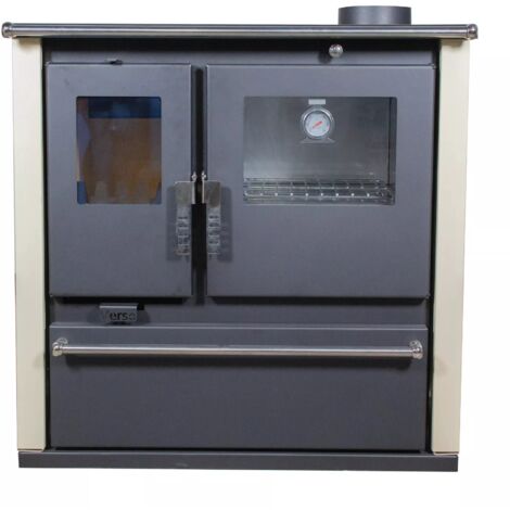 Stufa a Legna da Cucina Verso CS Plus - 7.7 kW con Forno in Inox e Pannelli Laterali Verniciati Avorio, Stile Classico e Alte Prestazioni