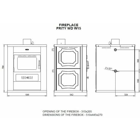 Stufa a legna Con caldaia interna Prity WD W15 7,0 + 12,0 kW