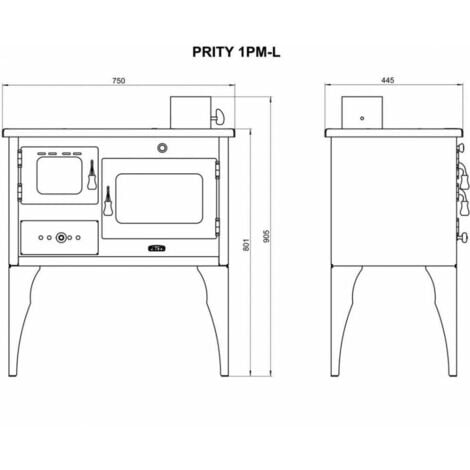 Stufa a legna con CUCINA, FORNO CAMINETTO ACCIAIO TOP Prity 1P34L 10.1kW