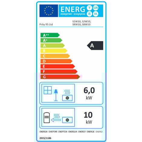 Termostufe Stufa A Legna Boiler Log Burner Acqua Calda Prity S1W10 -6.2 + 7.1 Kw EEK-A