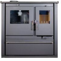 Stufa a Legna da Cucina Verso CS Plus - 7.7 kW con Pannelli Laterali Verniciati Bordò, Design Raffinato e Riscaldamento Efficiente