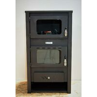 Stufa a legna da 14 kW con forno, bruciatore a legna e camino