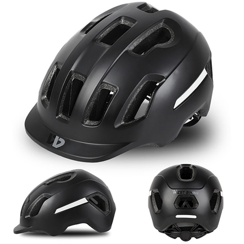 Casco de moto con visera ajustable Ultraligero MTB Ciclismo casco de ciclista, Hombres Mujeres, Negro