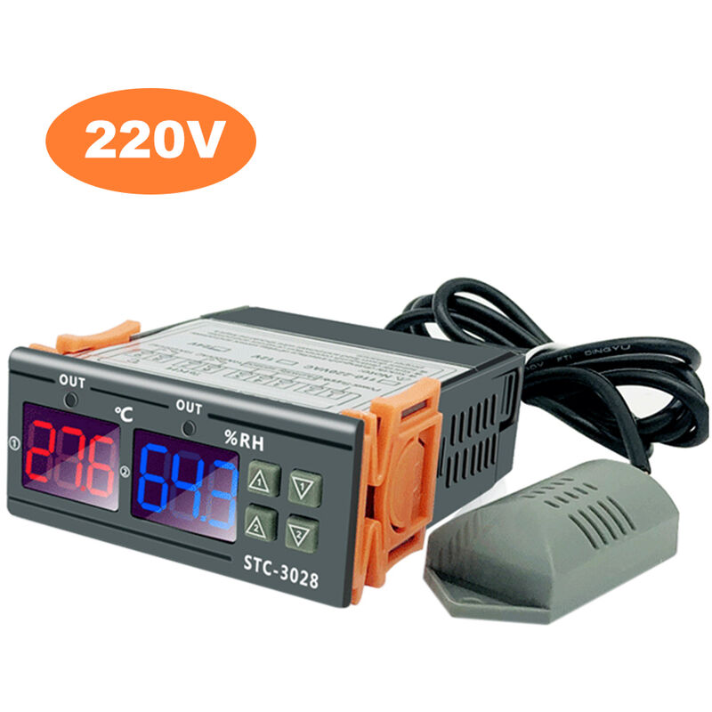 Meter controlador de humedad STC-3028 de temperatura digital inteligente Termostato Humidistat termometro higrometro para Congelador Frigorifico eclosion, 220V