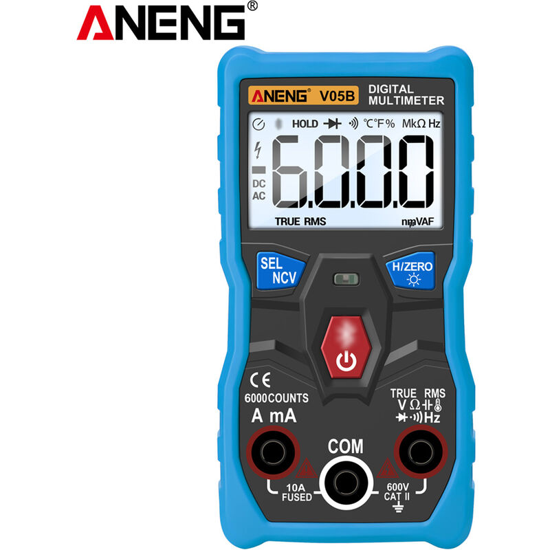 ANENG multimetro digital con la aplicacion de control remoto Multimetro RMS Rango automatico de AC / DC voltaje y corriente del medidor Multitester mide la resistencia de la capacitancia del diodo Continuidad Hertz y temperatura Tester, Azul