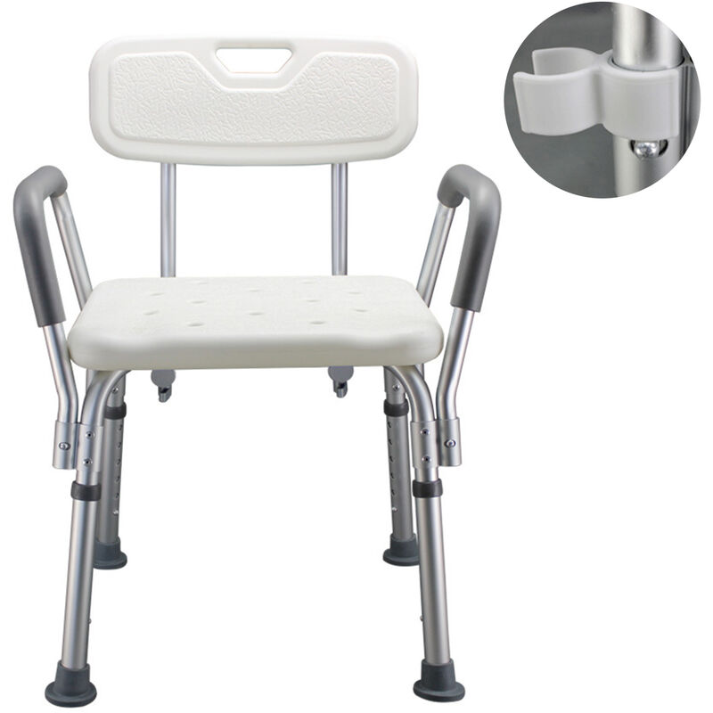 Cuarto de bano con ducha banco silla de ducha de Back & armas altura ajustable ducha de hidromasaje Stool ligero bano de asiento ducha Bano de seguridad antideslizante para ancianos discapacitados embarazada