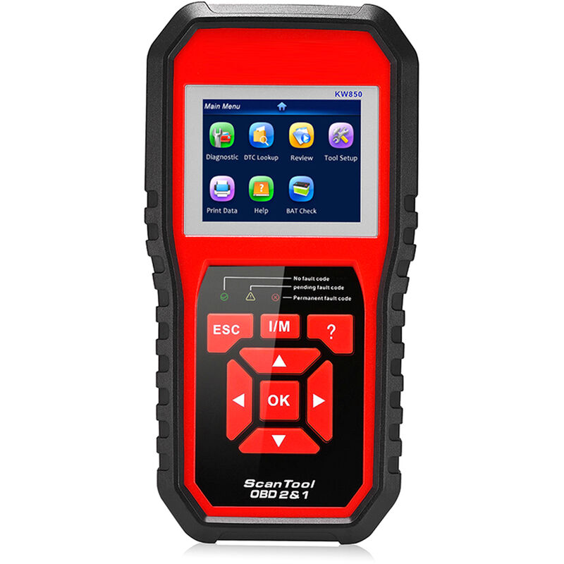 KONNWEI OBDII lector de codigo (KW850) Profesional OBDII Anto escaner de diagnostico del coche Compruebe la luz del motor herramienta de analisis para todos los coches de OBDII Desde 1996, Rojo