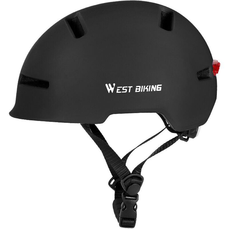 El casco ajustable de la bici con la luz trasera en el molde Ciclismo Casco con posterior Hombres Mujeres Luz Trafico Casco con suave cojin desprendible de la guarnicion, Negro