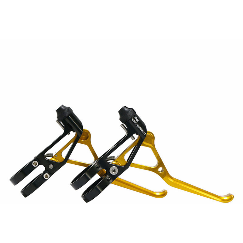 Mango de freno de bicicleta de montana Aleacion de aluminio Mango de freno de velocidad variable Mango de freno ajustable 2PCS Palancas de freno de bicicleta Accesorios de bicicleta, Dorado