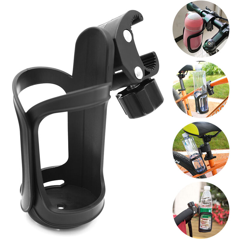 Portabotellas para bicicleta con rotacion de 360 ​​grados, portabotellas para bicicleta, para cochecitos de bebe, silla de ruedas, color negro