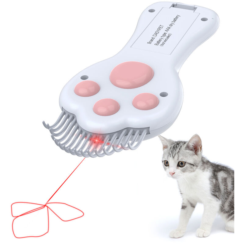 Peine interactivo 2 en 1 del pelo del animal domestico del juguete del animal domestico del gato con 3 modos de luz,Blanco