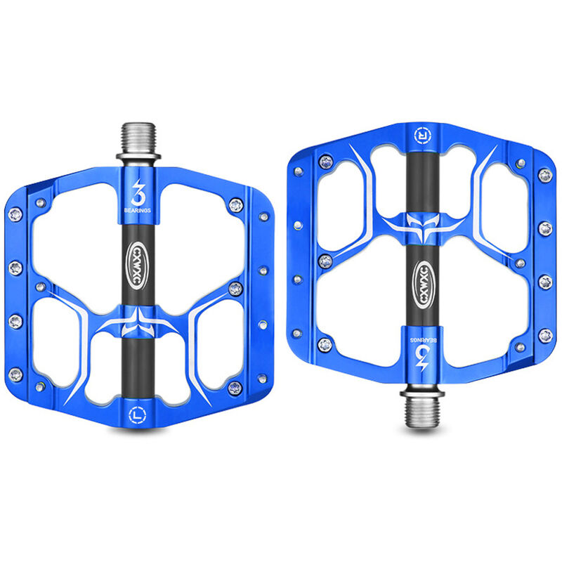 Pedales de bicicleta planos CXWXC, pedales de bicicleta con rodamientos sellados MTB Road 3,Azul