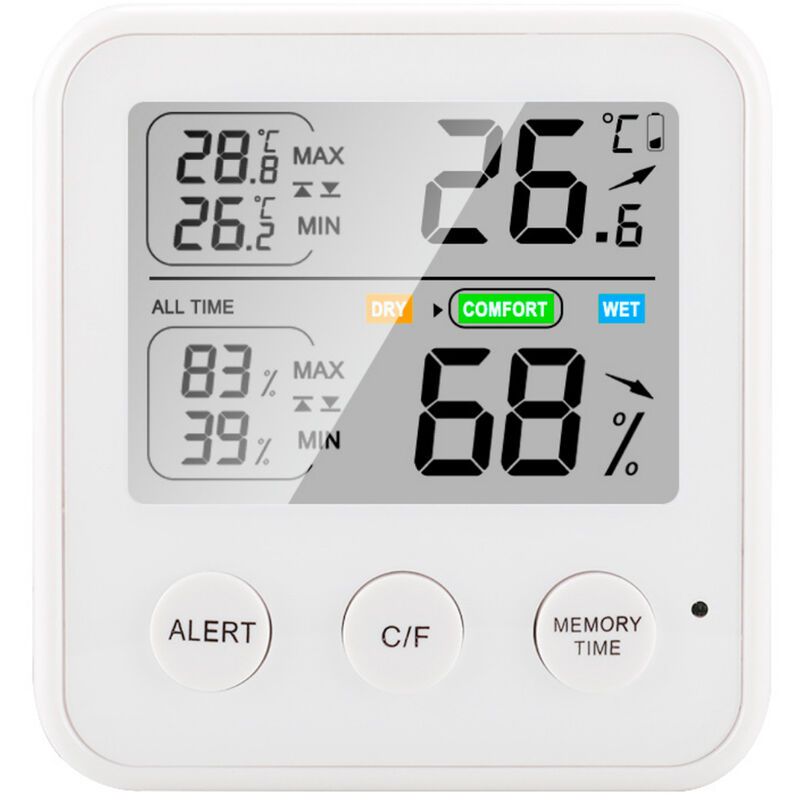 KKmoon, Termometro magnetico Higrometro Termohigrometro digital, ℃ / ℉ conmutable, Blanco