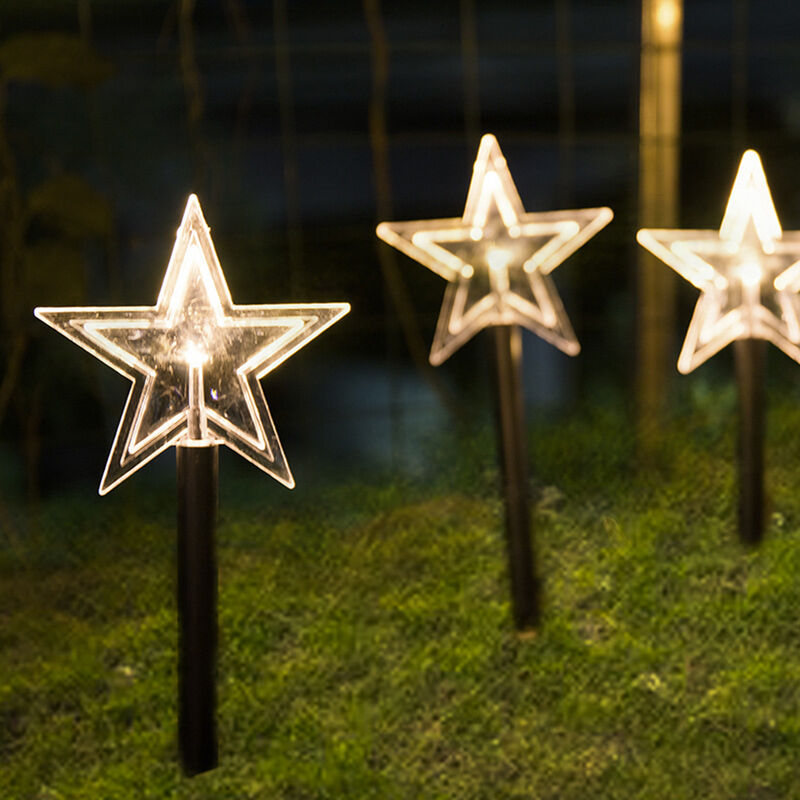 Explosivo Solar LED Estrella de cinco puntas arbol de Navidad Copo de nieve Jardin Luz de vacaciones al aire libre Estrella de cinco puntas