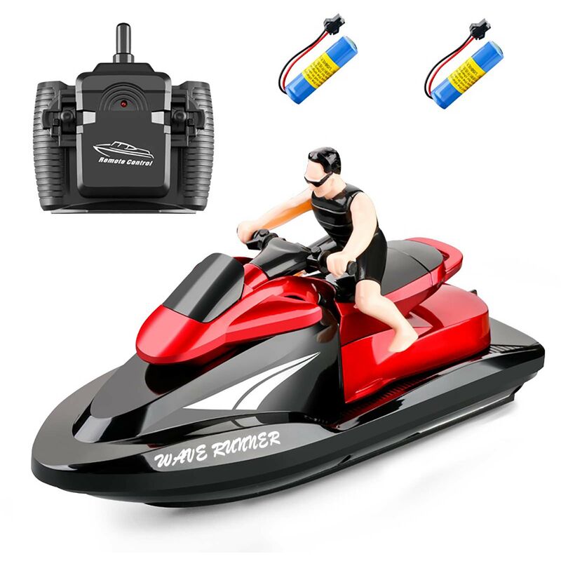 809 RC Barco a motor Barco RC Barco de control remoto de alta velocidad para piscinas Lagos 2,4 Ghz Juguete impermeable para ninos y ninas, Rojo, rojo 2 pilas