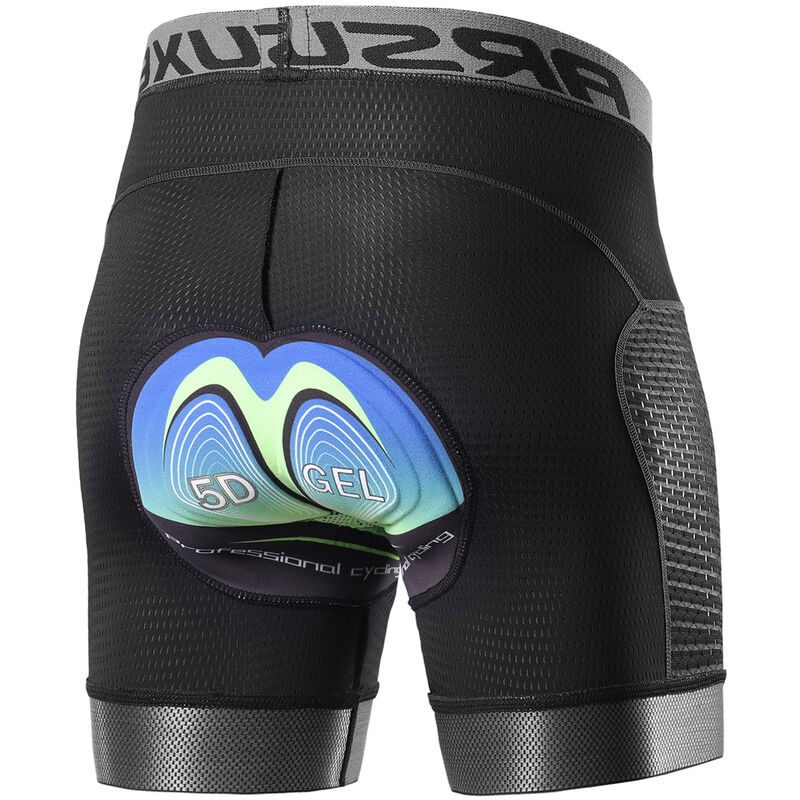 Arsuxeo Hombres Ropa interior de ciclismo Pantalones cortos 5D Gel acolchado de secado rapido MTB Bicicleta Pantalones cortos para montar en bicicleta, Negro, XXL