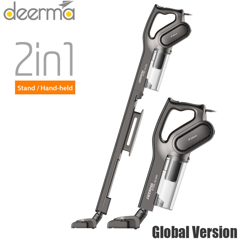 Version global DEERMA Vaccum Cleaner DX700S Colector de polvo domestico 220V Vertical Handheld 15kpa Removedor de acaros silencioso Succion fuerte y duradera, Version global gris