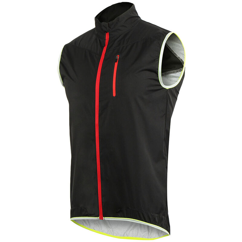 ARSUXEO Camiseta de ciclismo sin mangas para hombre, con cremallera completa, transpirable, para correr,Negro, S