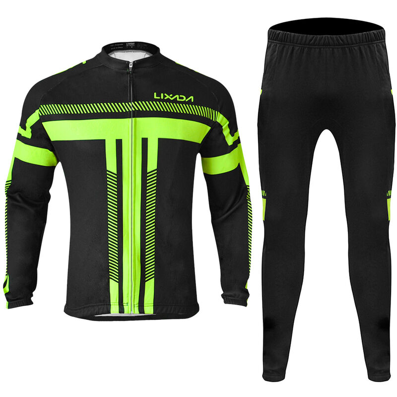 Lixada, conjunto de Jersey de ciclismo de manga larga de invierno para hombre, ropa de ciclismo de lana termica, chaqueta de ciclismo a prueba de viento, abrigo, pantalones acolchados en 3D, pantalones,XS